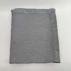 Cloud Island Gray Silver Waffle Weave Thermal Baby Blanket Silk Trim Boy Girl